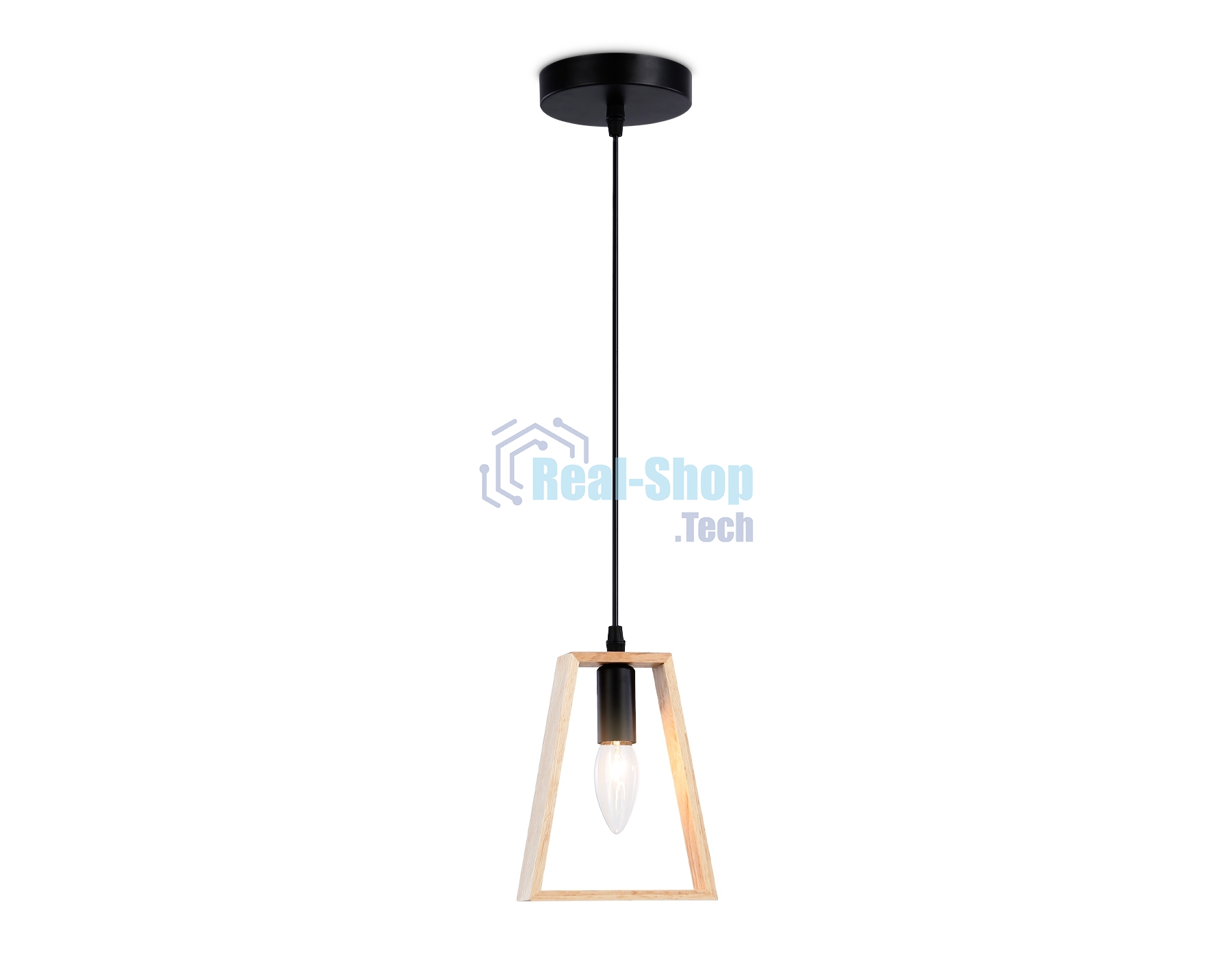 Светильник Ambrella light TR80497 BK/LW черный/светлое дерево E14 max 60W D150*1000