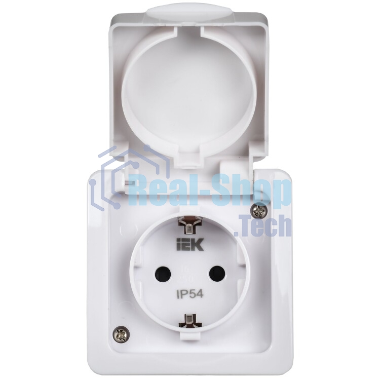Розетка одноместная IEK ERMP12-K01-16-54-EC РСб20-3-ГПБб роз.1м с з/к о/у IP54 (цвет крышки:белый) ГЕРМЕС PLUS
