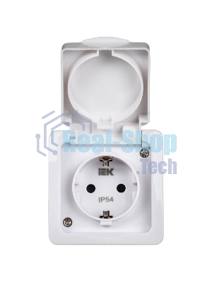 Розетка одноместная IEK ERMP12-K01-16-54-EC РСб20-3-ГПБб роз.1м с з/к о/у IP54 (цвет крышки:белый) ГЕРМЕС PLUS