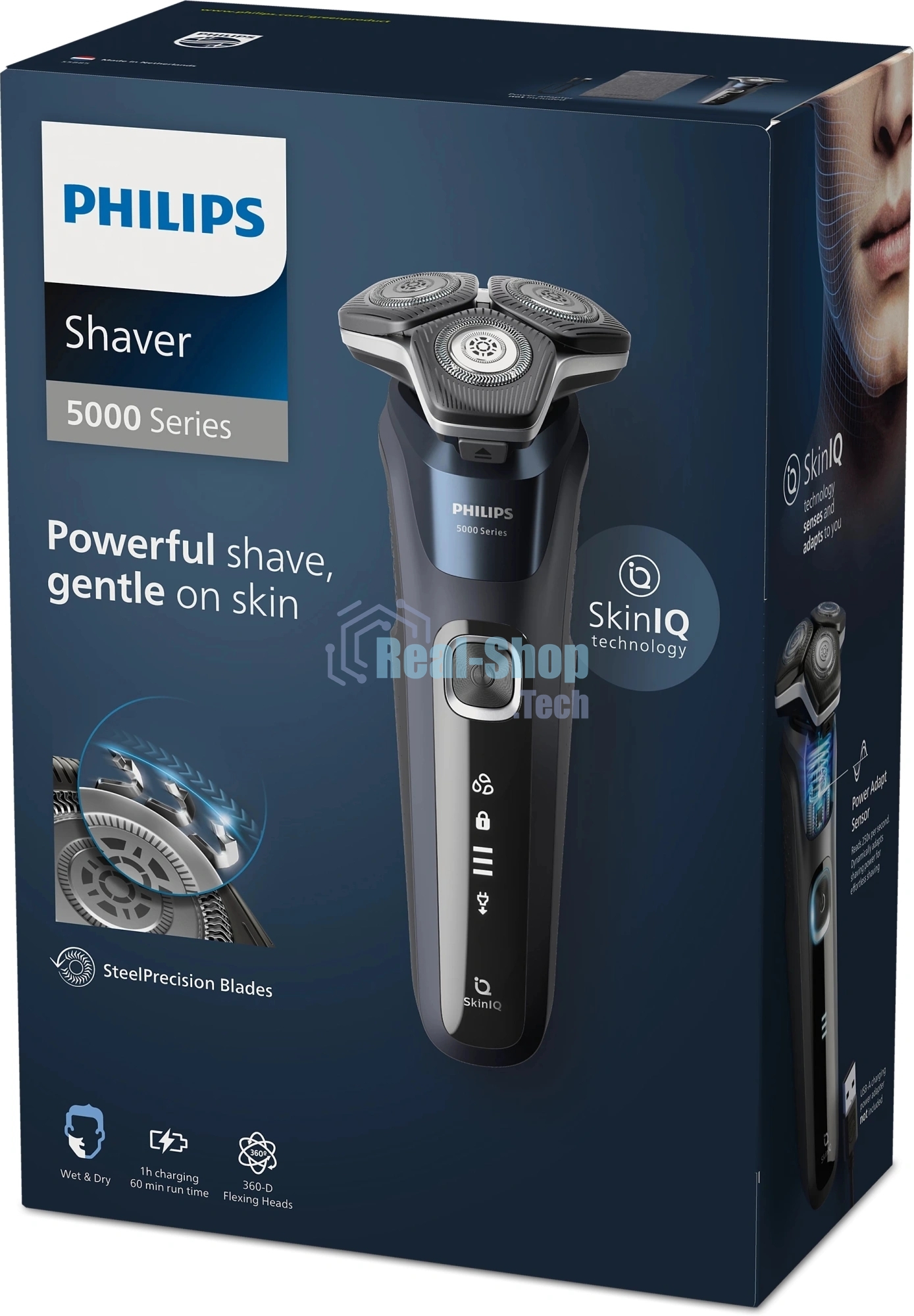 Бритва электрическая роторная Philips S5885/10 реж.эл.:3 питан.:аккум. темно-синий
