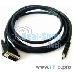 Кабель HDMI-DVI Cablexpert CC-HDMI-DVI-6, 19M/19M, single link, медь, позол.разъемы, экран, 1.8м, черный, пакет
