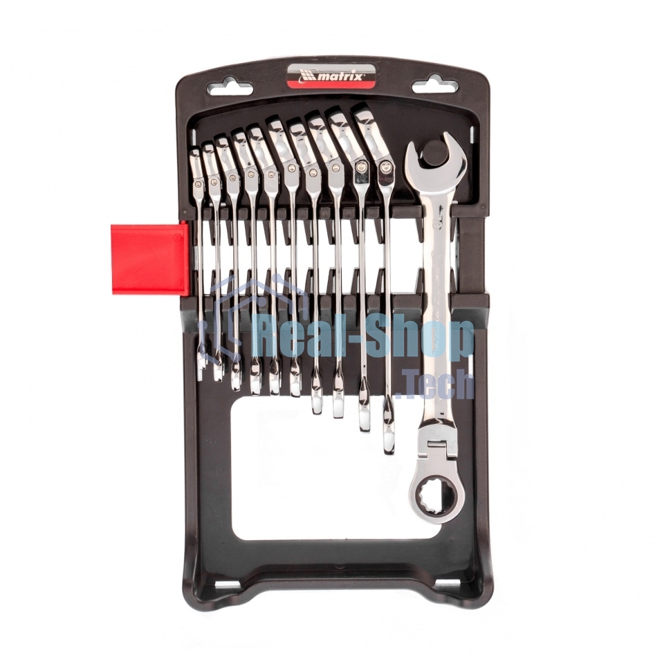 Набор ключей комбинированных Matrix, трещоточных шарнирных 11шт.