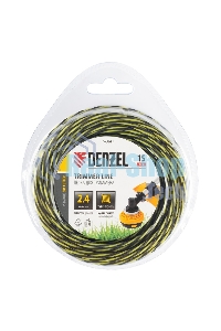 Леска для триммера Denzel двухкомпонентная витая квадратная, 2,4мм х 15м, блистер SkyCutter