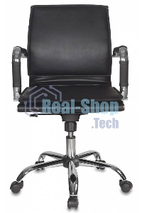 Кресло руководителя Бюрократ CH-993-Low/Black черный, низкая спинка, искусственная кожа, крестовина хром