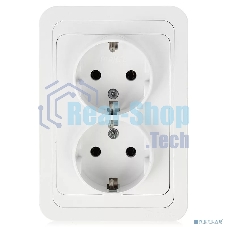 Розетка Makel 2-м СП Mimoza 16А IP20 с заземл. бел./бел.