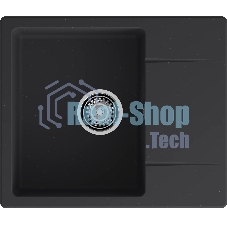 Мойка GRANFEST URBAN 258L 1-чаша+крыло 580x490мм, монтаж: врезной, материал: кварц, черный