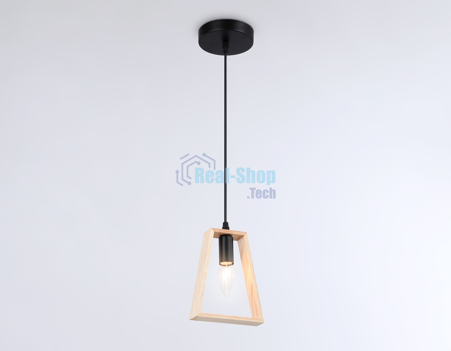 Светильник Ambrella light TR80497 BK/LW черный/светлое дерево E14 max 60W D150*1000