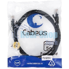 Патч-корд Cabeus PC-UTP-RJ45-Cat.5e-1.5m-BK-LSZH кат. 5е, неэкр., U/UTP, RJ45/RJ45, LSZH, AWG24, 1.5м, черный
