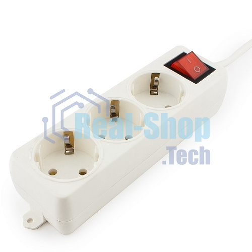 Сетевой фильтр Гарнизон ELB-G3-W-5, 3 евророзетки с выключателем и заземлением, допустимый ток 16А, длина 5 м.