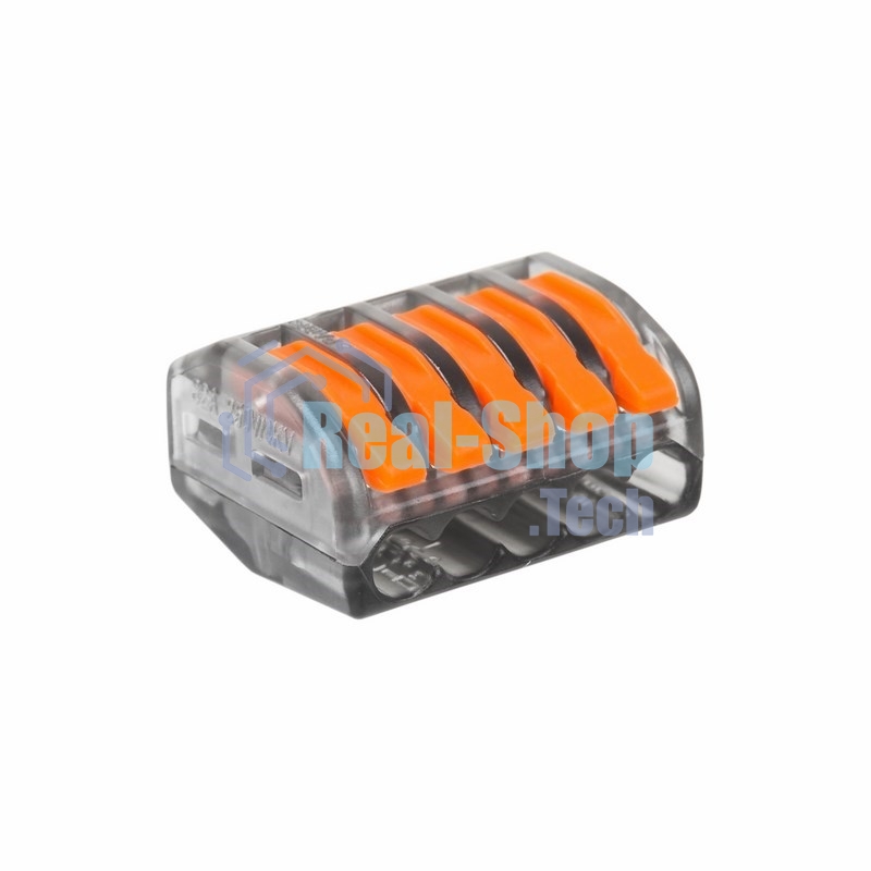 Соединительная клемма многоразовая Rexant 5-и проводная, прозрачная (0,08-4 мм²), (5шт.)