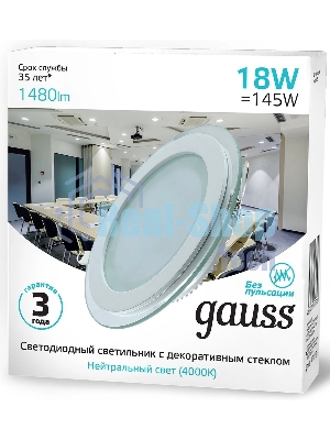 Светильник Gauss 18Вт 4000K цв.св.:белый нейтральный белый
