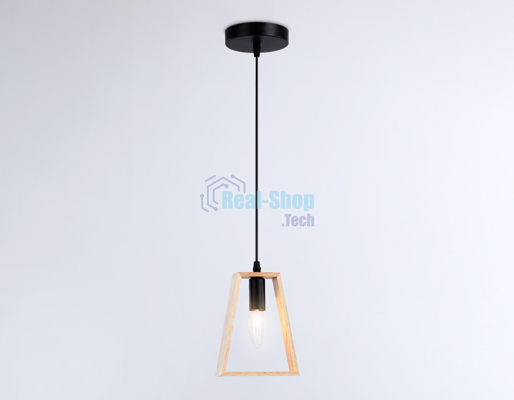 Светильник Ambrella light TR80497 BK/LW черный/светлое дерево E14 max 60W D150*1000