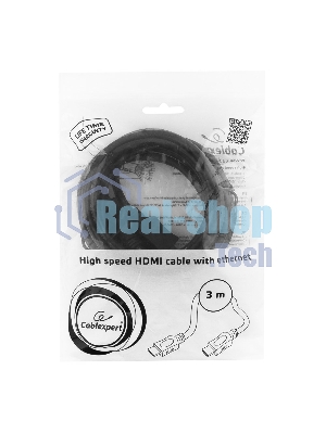 Кабель Cablexpert HDMI CC-HDMI4L-10, 19M/19M, v2.0, серия Light, позол.разъемы, экран, 3м, черный, пакет