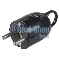 Вилка угловая ВПу12-02-Ст разборная с заземл. с кольцом 16А черный ИЭК EVP12-16-01-K02