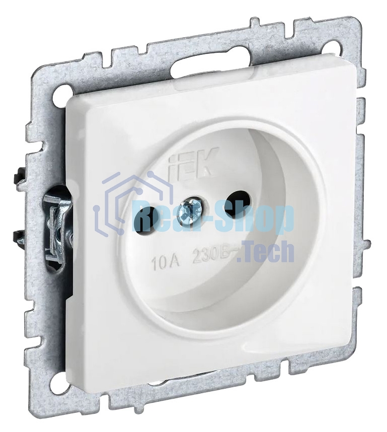 Розетка BRITE РС10-1-0-БрБ 10А без заземл. без защ. шторок белый IEK BR-R10-10-K01