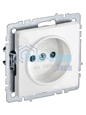 Розетка BRITE РС10-1-0-БрБ 10А без заземл. без защ. шторок белый IEK BR-R10-10-K01