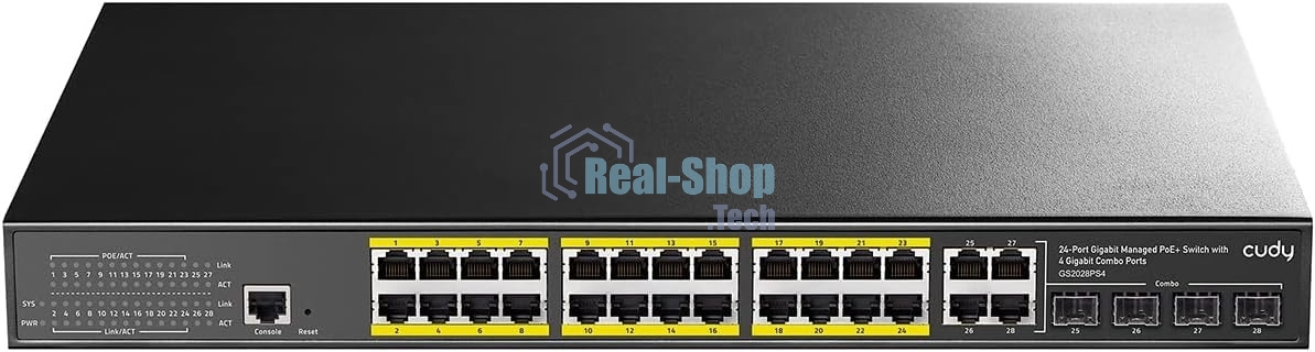 Коммутатор Cudy GS2028PS4-400W 24-Port Layer 2 Managed Gigabit PoE+ Switch with 4 Gigabit Combo Ports, 400W