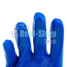 Перчатки полиэфирные Сибртех с синим нитрильным покрытием, размер L, 15 класс вязки