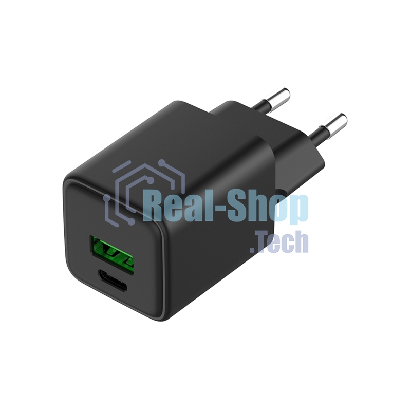 Сетевое зарядное устройство Rexant с двумя портами USB-A и Type-C, 30Вт GaN