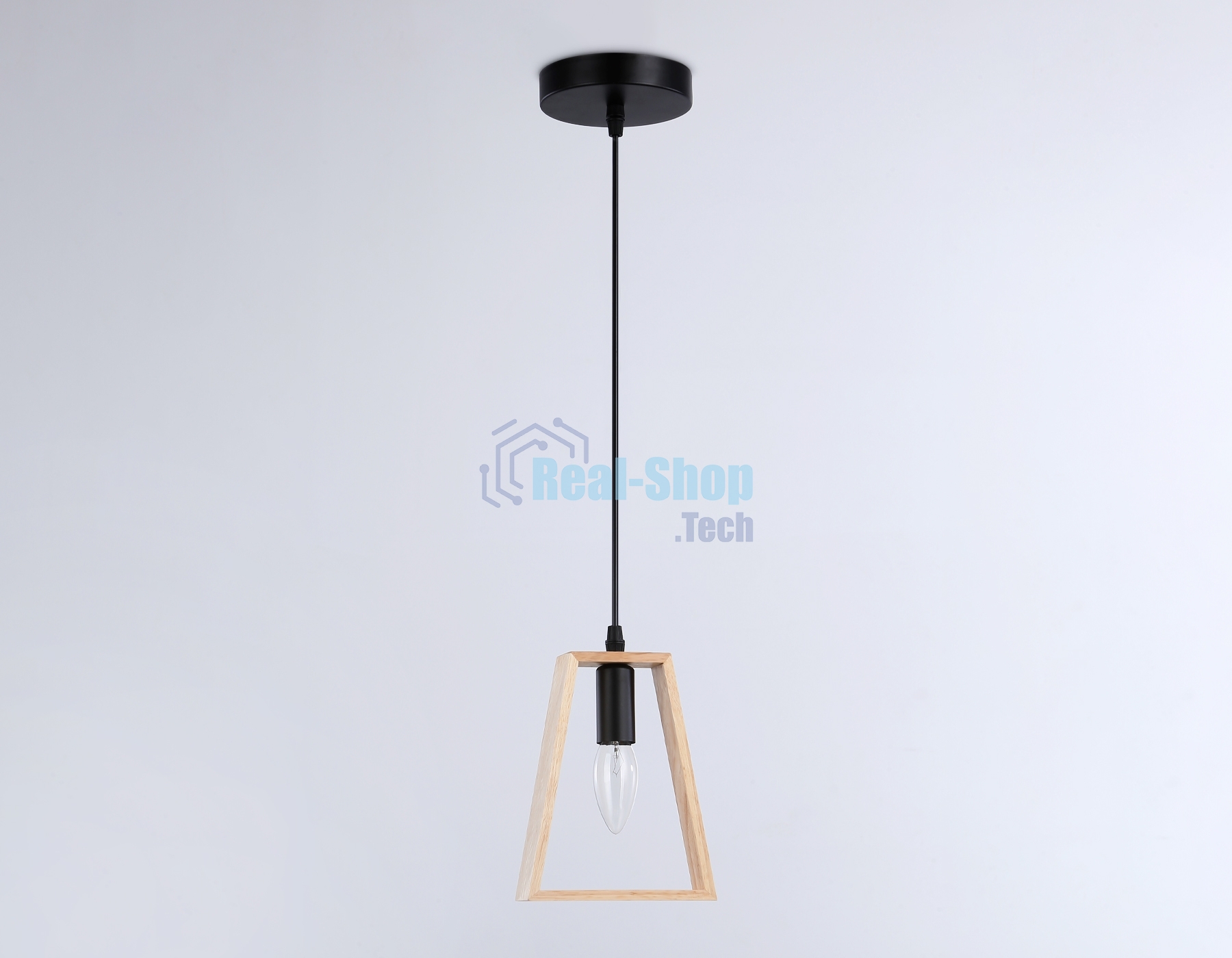 Светильник Ambrella light TR80497 BK/LW черный/светлое дерево E14 max 60W D150*1000