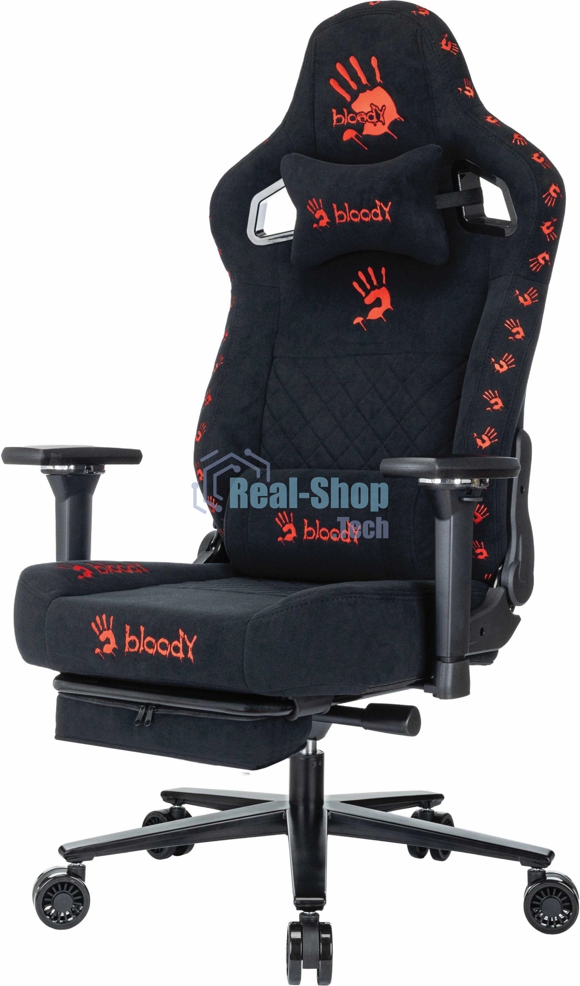 Кресло игровое A4Tech Bloody GC-670 черный искусственная замша с подголов. крестов. металл подст.для ног