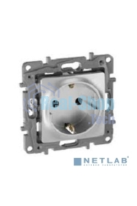 Розетка 672422 Legrand Розетка 2К+З со шторками - немецкий стандарт - винтовые зажимы - 16 А - 250 В - Etika - алюминий