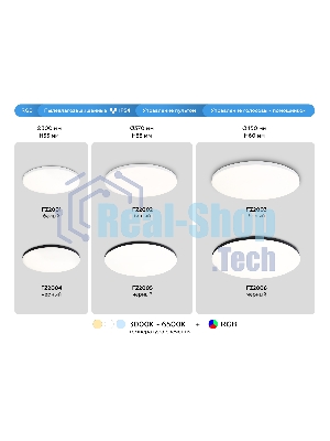 Умный светодиодный светильник FZ2004 BK черный IP54 20W 3000K-6500K+RGB Wi-Fi Алиса/Tuya/Smart Home/Alexa D300*55 (ПДУ ИК)