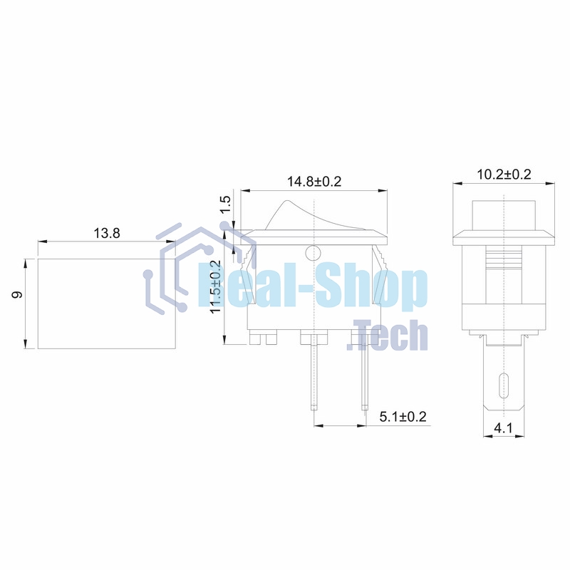 Выключатель клавишный Rexant 250V 3А (2с) ON-OFF красный Micro