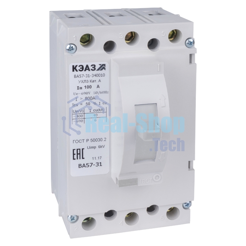 Выключатель автоматический ВА57-31-340010 63А 800Im 690AC УХЛ3 КЭАЗ 108440