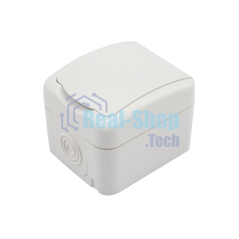 Розетка одноместная Kranz Mini OG открытой установки с заземлением, IP54 белая