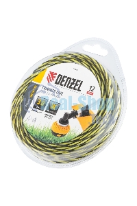 Леска для триммера Denzel двухкомпонентная витая квадратная, 3,0мм х 12м, блистер SkyCutter