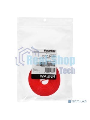 Лента (липучка) в рулоне Hyperline WASNR-5x16-RD, ширина 16 мм, длина 5 м, красная