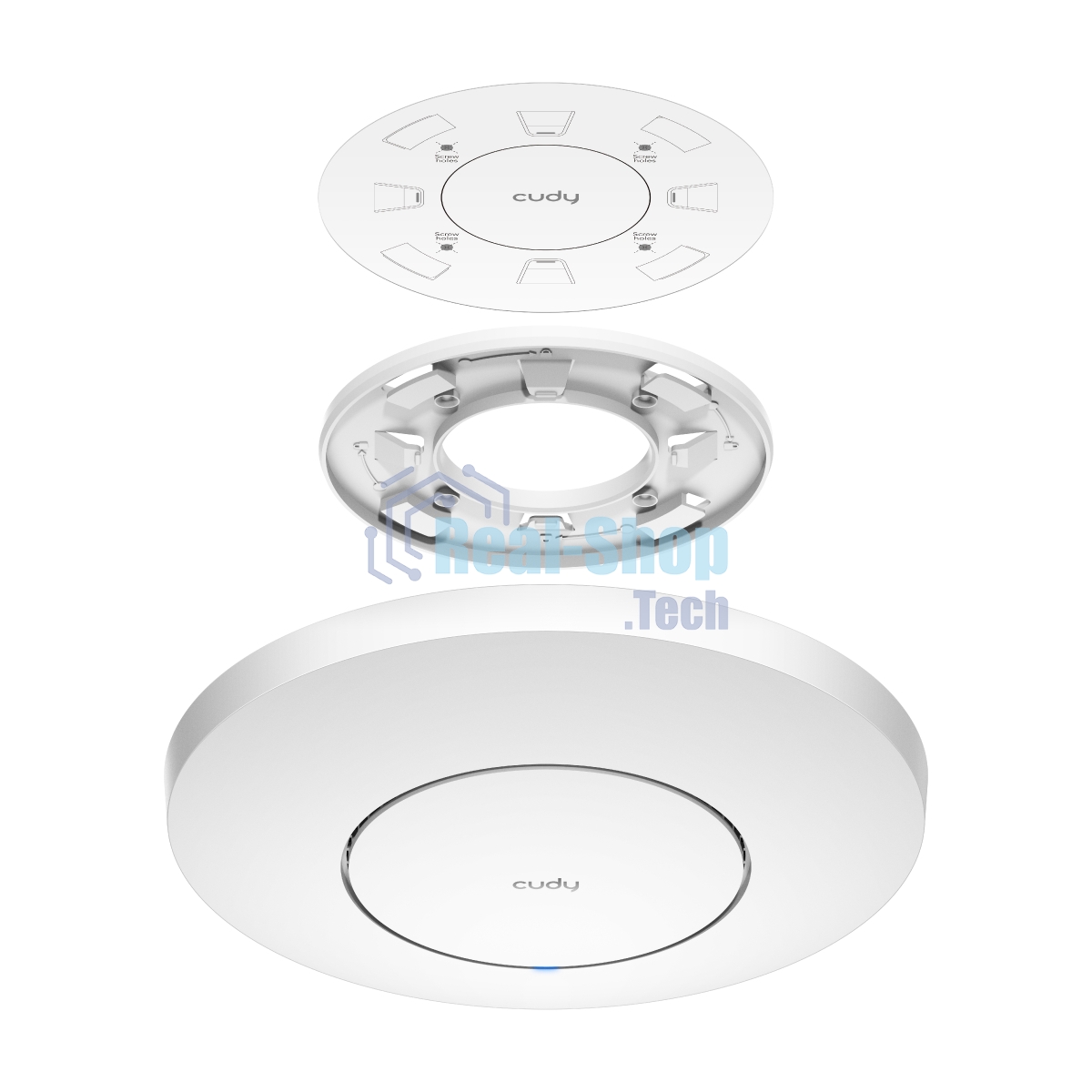 Точка доступа Cudy AC1200 Dual Band Gigabit Ceiling Mount Access Point, MT7621DAN+MT7613B+MT7603E, 867Mbps at 5GHz + 300Mbps at 2.4GHz, 1 x GbE RJ45 Port, Support 12V DC or 802.3af PoE or Passive PoE, Internal Antennas, 48V passive PoE adapter included, C