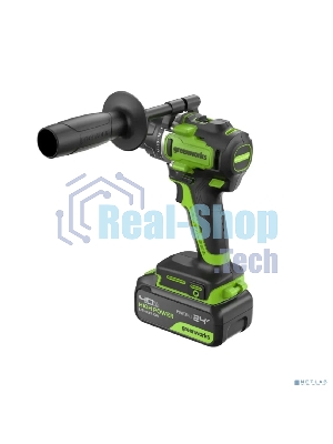 Дрель-шуруповерт GREENWORKS GD24DD90, 24 В, 0,9 Ач, 90 Нм, бесщеточный