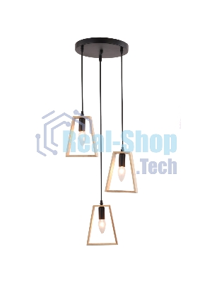 Светильник Ambrella light TR80499/3 BK/LW черный/светлое дерево E14/3 max 60W D350*1000