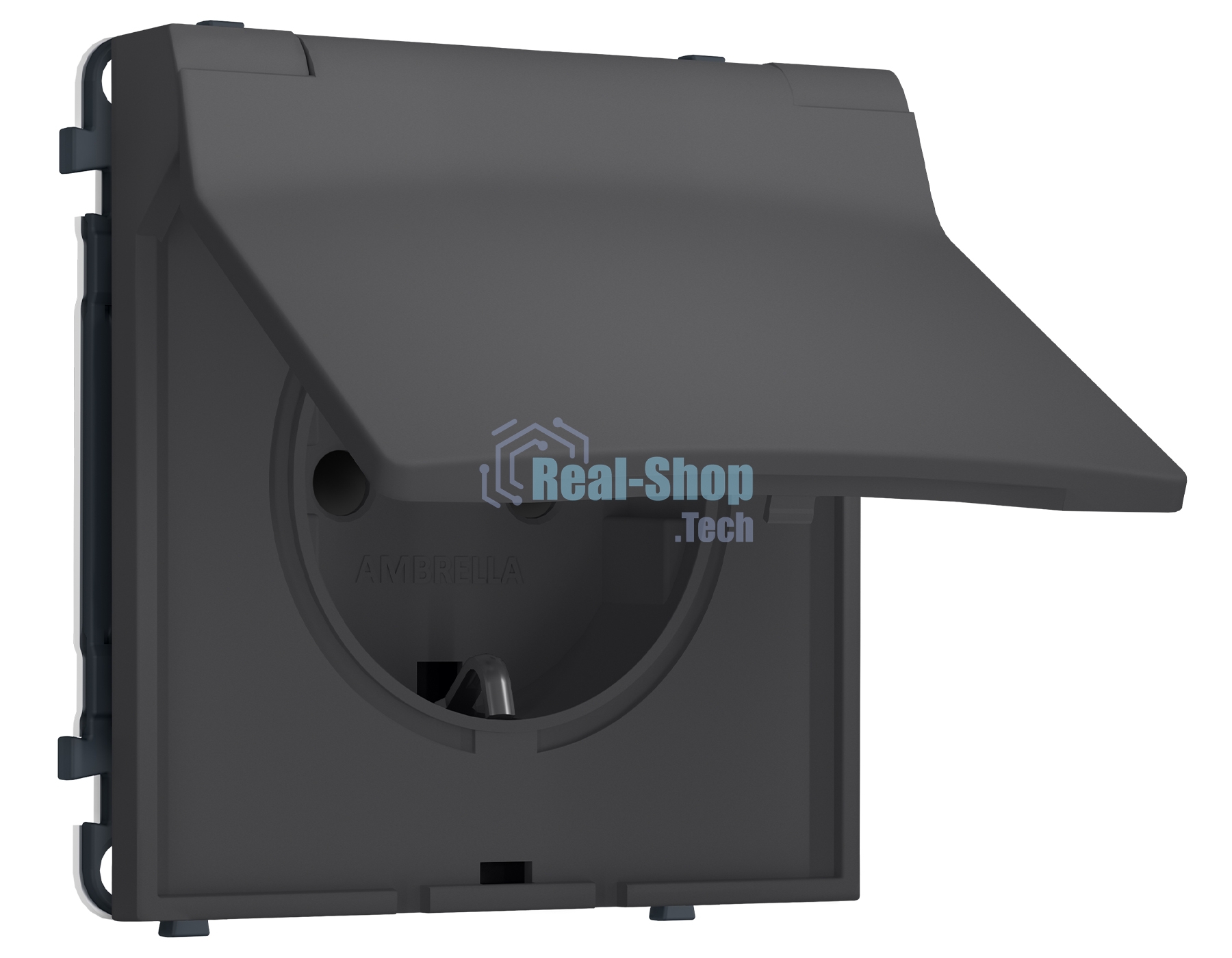 Комплект механизма электрической розетки SIGMA Графит Мягкое касание 50Hz 2P+E с/з с/ш и крышкой IP44 16A-250V QUANT PRO (SP9080, PR141)