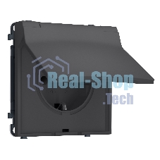 Комплект механизма электрической розетки SIGMA Графит Мягкое касание 50Hz 2P+E с/з с/ш и крышкой IP44 16A-250V QUANT PRO (SP9080, PR141)