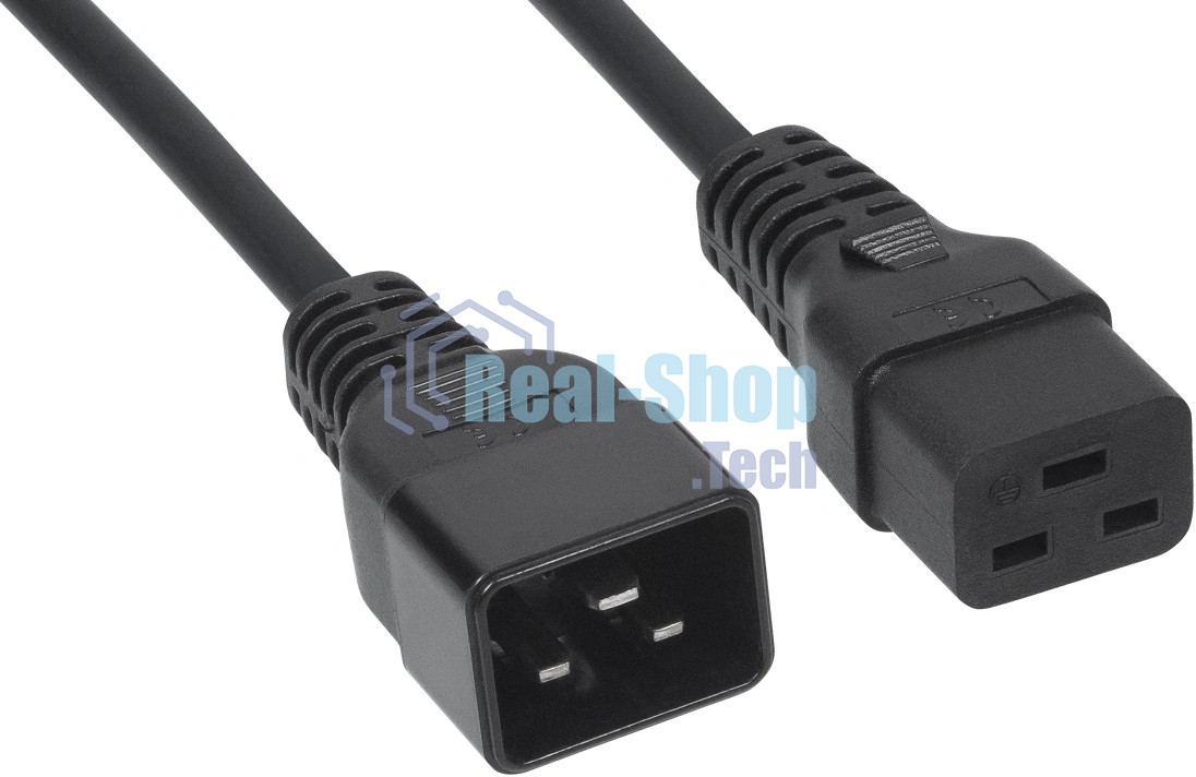 Кабель питания Cabeus PC-IEC19-IEC20-1.8M IEC 60320 С19, вилка IEC 60320 С20, 1.8 м, 16А, из кабеля 3х1,5 мм², черный