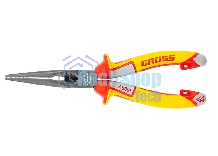 Утконосы GROSS 17177 длинногубцы диэлектрические рукоятки до 1000в трехкомпонентные рукоятки 205мм