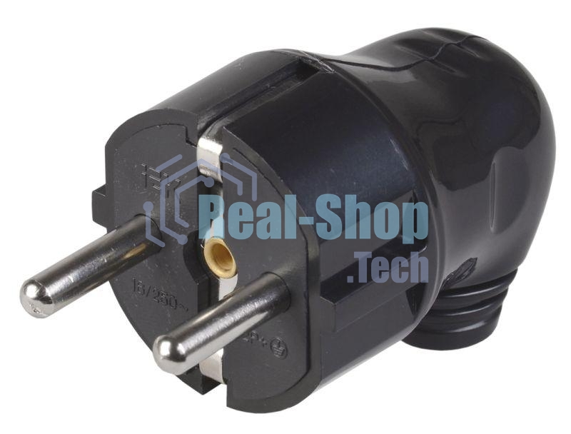 Вилка Iek EVP11-16-01-K02 ВПу11-02-Ст разборная угловая с з/к 16А черная