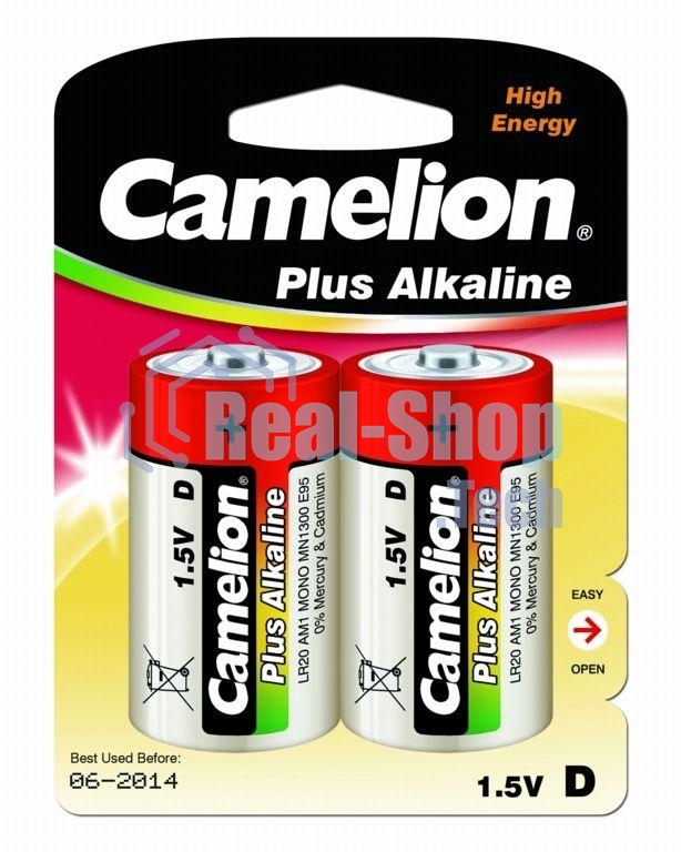 Элемент питания алкалиновый Camelion LR LR20 BL-2 (блист.2шт) 1.5 В