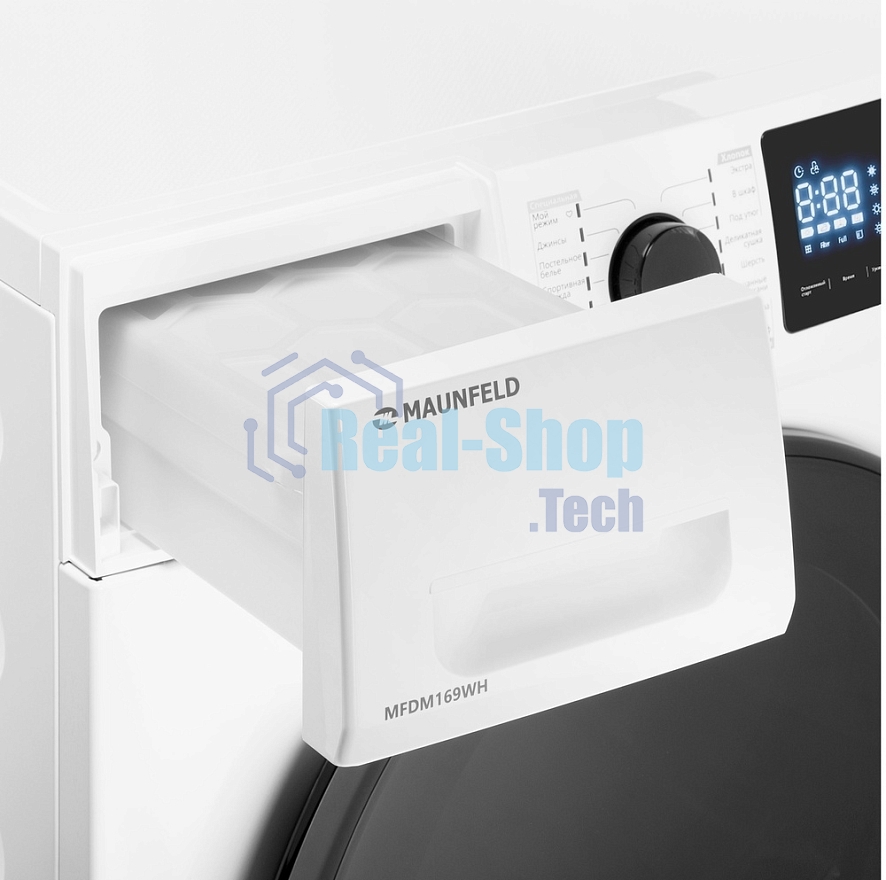 Сушильная машина MAUNFELD MFDM169WH белый, 9 кг, сушка - конденсационная, программ - 16, 59.5 x 84.5 x 64 см