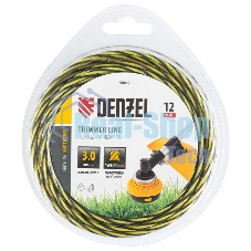 Леска для триммера Denzel двухкомпонентная витая квадратная, 3,0мм х 12м, блистер SkyCutter
