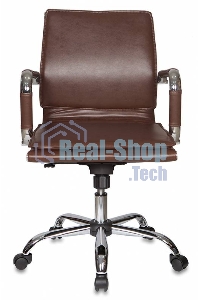 Кресло руководителя Бюрократ CH-993-Low/Brown коричневый, низкая спинка, искусственная кожа, крестовина хромированная