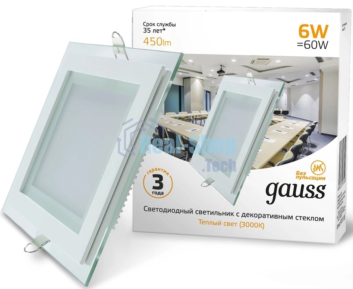 Светильник Gauss 6Вт 3000K цв.св.:белый теплый белый