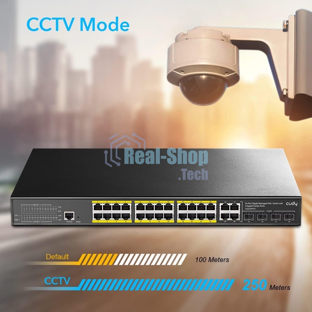 Коммутатор Cudy GS2028PS4-400W 24-Port Layer 2 Managed Gigabit PoE+ Switch with 4 Gigabit Combo Ports, 400W