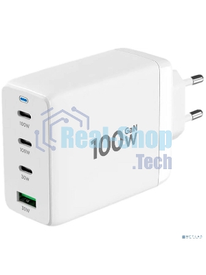 Зарядное устройство Cablexpert MP3A-PC-66 100Вт GaN, 5A, QC5.0/PD, 3xType-C, 1xUSB, белый, коробка