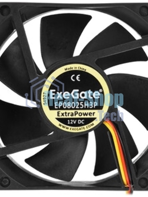 Вентилятор 12В DC ExeGate ExtraSilent ES08025S2P (80x80x25 мм, Sleeve bearing (подшипник скольжения), 2pin, 1900RPM, 20dBA)