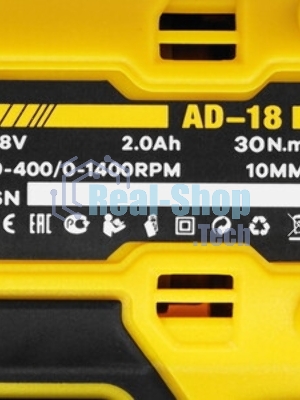 Дрель-шуруповерт Edon AD-18М, 18 В, 2 Ач, 30 Нм, щеточный