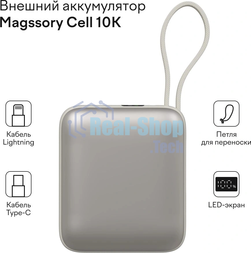 Мобильный аккумулятор Magssory PBN005 10000mAh 22.5W 3A USB-C титановый